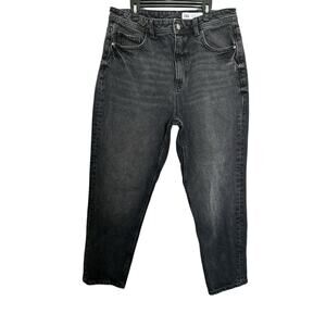 Zara Women's Black Washed High Rise acid wash Black Denim Jeans Size 8